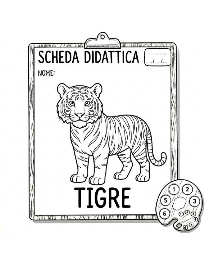 disegno di Scheda Didattica Tigre da colorare