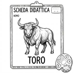 Disegno di Scheda Didattica Toro da colorare