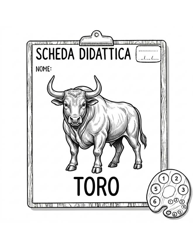 disegno di Scheda Didattica Toro da colorare