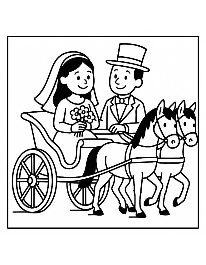disegno di Gli Sposi in Carrozza da colorare