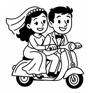 Disegno di Gli Sposi sulla Vespa da colorare