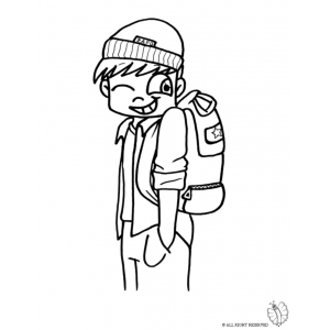 disegno di Studente con Zaino da colorare