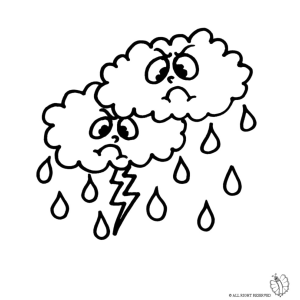 Disegno di Nuvole Pioggia e Fulmini da colorare