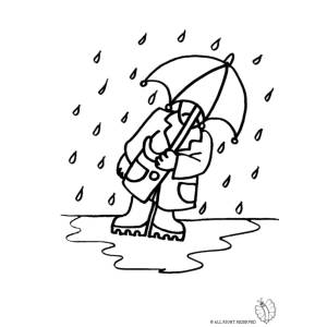 Disegno di Uomo Sotto La Pioggia da colorare