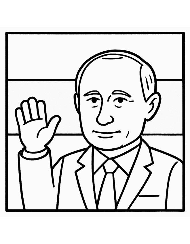 disegno di Presidente Vladimir Putin Russia da colorare