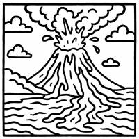 Disegno di Vulcano in Eruzione con Lava  da colorare