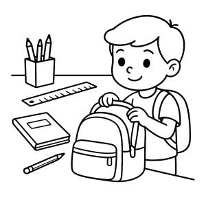 Disegno di Zaino per la Scuola da colorare