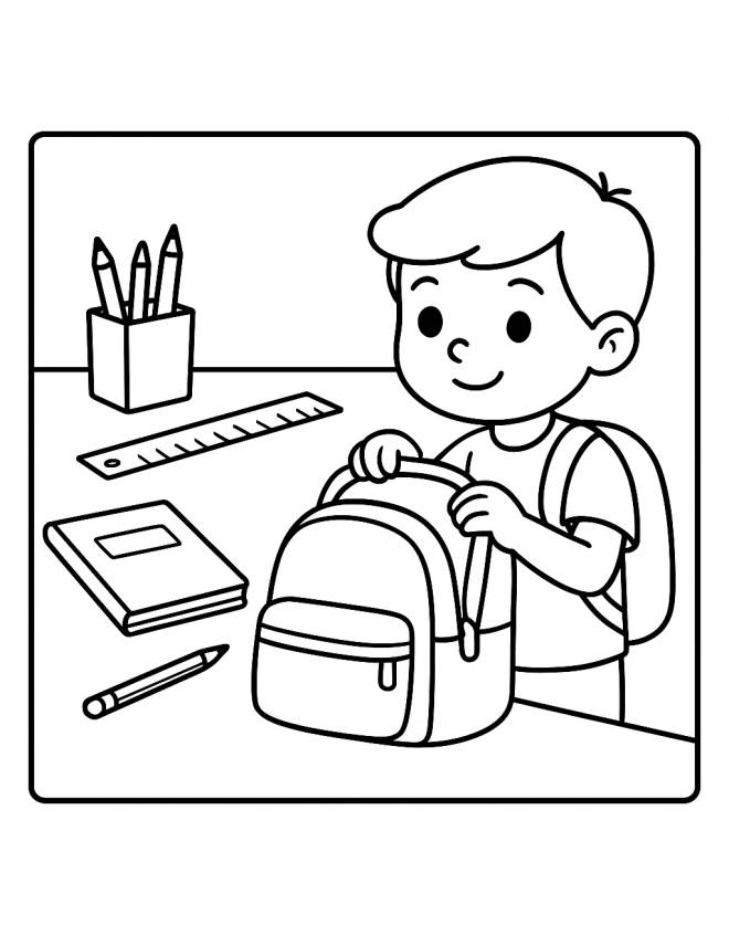 disegno di Zaino per la Scuola da colorare