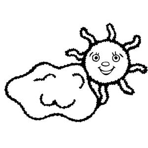 Disegno di Sole e Nuvola da colorare