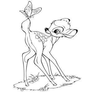 Disegno di Bambi e la Farfalla da colorare