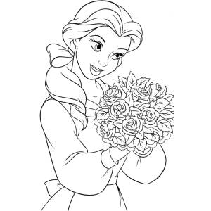 Disegno di Belle con Fiori da colorare