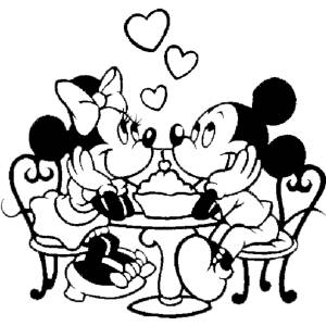 Disegno di Minnie e Topolino Innamorati da colorare