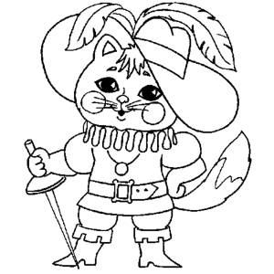 disegno di Il Gattino con gli Stivali da colorare