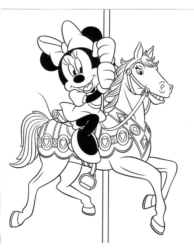 disegno di Minnie sul Cavalluccio da colorare