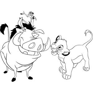 Disegno di Simba Timon e Pumbaa da colorare