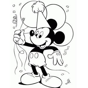 Disegno di Topolino con i Palloncini da colorare