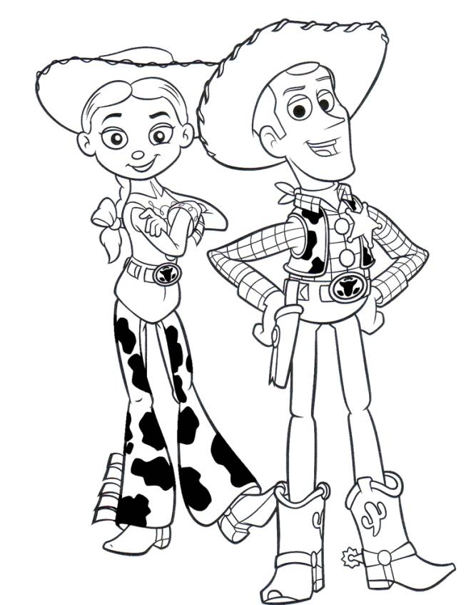 disegno di Woody e Jessie da colorare