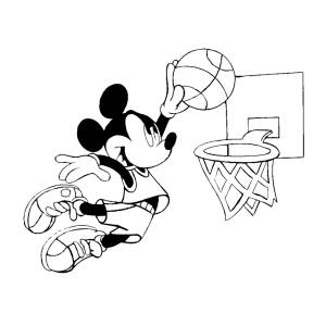 Disegno di Topolino e il Basket da colorare