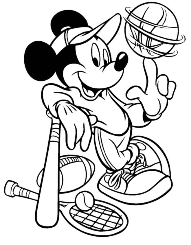 disegno di Topolino e lo Sport da colorare