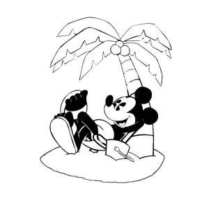Disegno di Topolino in Vacanza da colorare