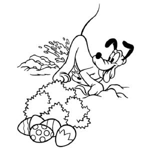 Disegno di Pluto e le Uova di Pasqua da colorare