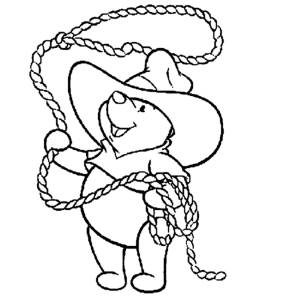 Disegno di Winnie Pooh Cowboy da colorare