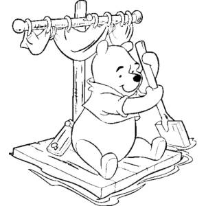 Disegno di Winnie Pooh sulla Zattera da colorare