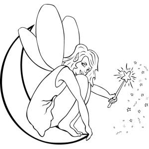 Disegno di La Fatina sulla Luna da colorare
