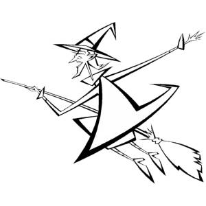 Disegno di Befana sulla Scopa da colorare