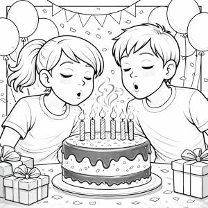 disegno di Coppia che Festeggia Compleanno  da colorare