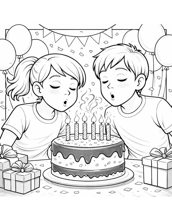 disegno di Coppia che Festeggia Compleanno  da colorare