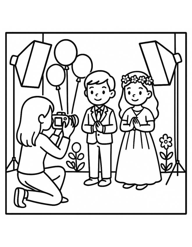 disegno di Foto per la Prima Comunione  da colorare