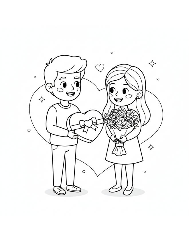 disegno di Innamorati a San Valentino  da colorare