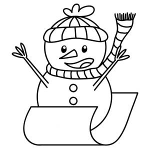 Disegno di Pupazzo di Neve in Slitta da colorare
