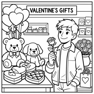 Disegno di Negozio Regali di San Valentino da colorare
