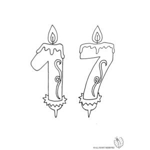 disegno di Diciassette Anni Candeline Compleanno da colorare