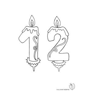 Disegno di Dodici Anni Candeline Compleanno da colorare