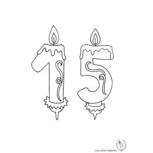 disegno di Quindici Anni Candeline Compleanno da colorare