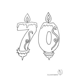 disegno di Settanta Anni Candeline Compleanno da colorare
