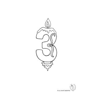 Disegno di Tre Anni Candeline Compleanno da colorare