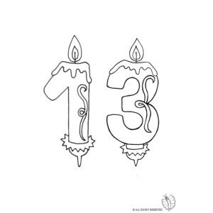 disegno di Tredici Anni Candeline Compleanno da colorare