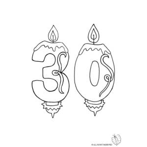 disegno di Trenta Anni Candeline Compleanno da colorare