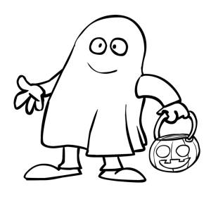 Disegno di Fantasma con la Zucca da colorare