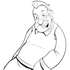 Disegno di Nonno con Occhiali da colorare