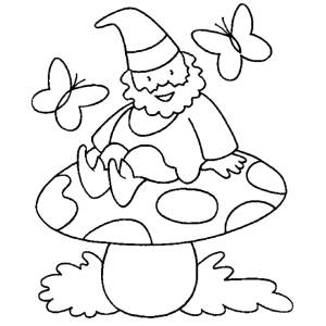 Disegno di Lo Gnomo e le Farfalle da colorare