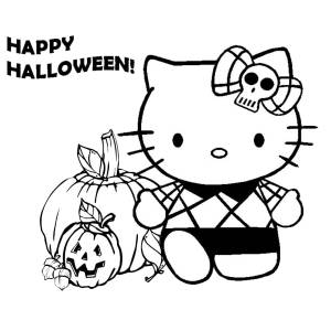 Disegno di Hello Kitty Happy Halloween da colorare