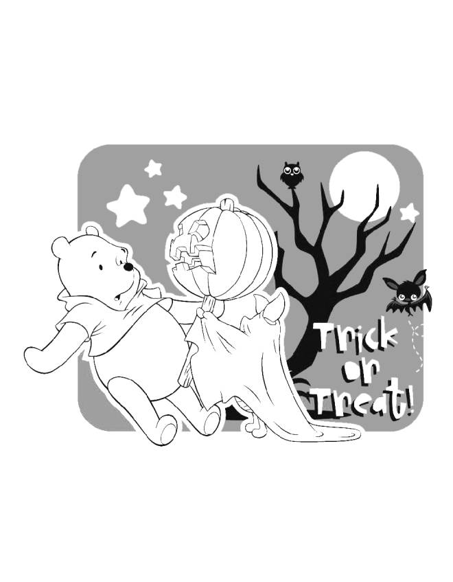 disegno di Winnie Pooh Halloween da colorare