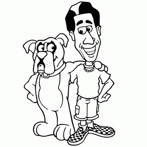 Disegno di Ragazzo con Bulldog da colorare