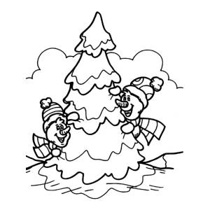 Disegno di Albero di Natale Innevato da colorare