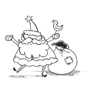Disegno di Babbo Natale con Sacco da colorare